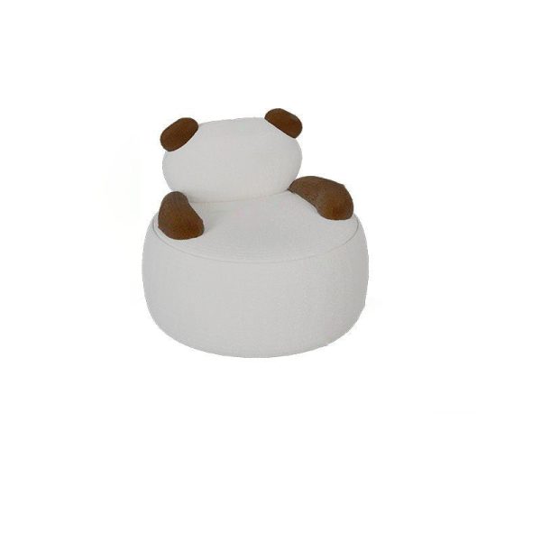 Contemporary Creative Bear Round Cushion Lambswool Solid Wood Accent Chair Backrest Armrest For Living Room - Image 19