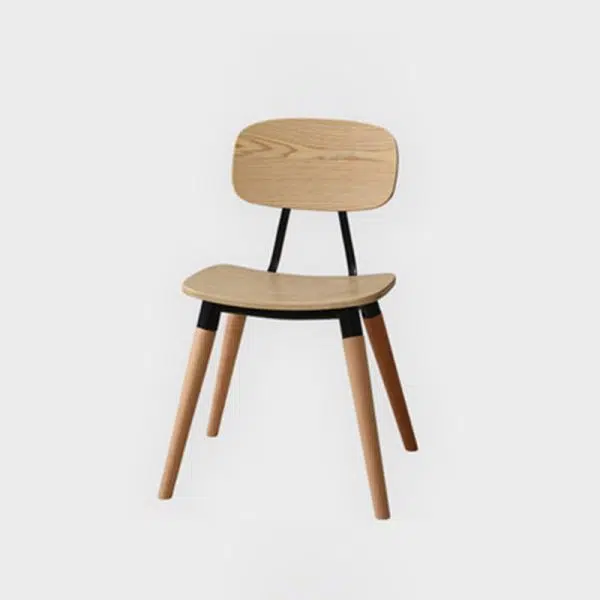 Contemporary Scandinavian Square Wood Iron Chair Backrest Armless For Living Room - Image 22