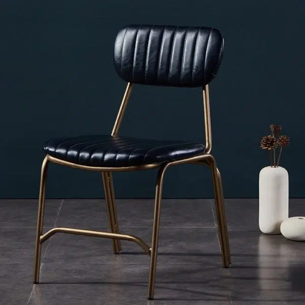 Contemporary Luxury Square PU Leather Upholstered Metal Frame Dining Chair Backrest Armless For Dining Room - Image 3