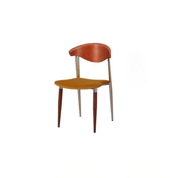 Contemporary Retro Beech Wood Iron Velvet Sponge Square Curved Dining Chair Backrest For Dining Room - Image 20