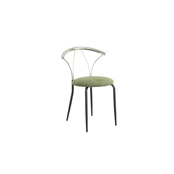 Contemporary Nordic Round Scalloped Backrest Fabric Corduroy Stainless Steel Dining Chair For Dining Room - Image 11