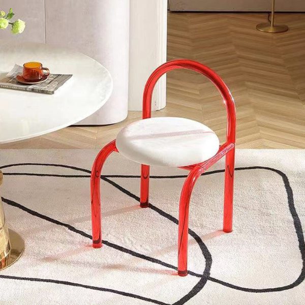 Contemporary Nordic Acrylic Velvet Sponge Round Arched Dining Chair Backrest For Dining Room - Image 3