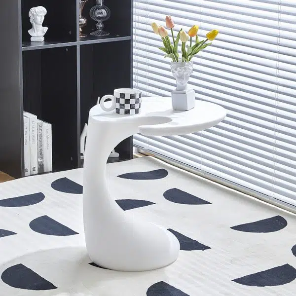 Contemporary Creative Shaped Oval Base PE Plastic End Table For Living Room - Image 3