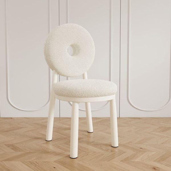 Contemporary Nordic Lambswool Carbon Steel Sponge Round Dining Chair Backrest For Dining Room - Image 12
