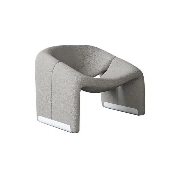 Contemporary Scandinavian Curved Frame Stainless Steel Lambswool Sponge Accent Chair Backrest Armrest For Living Room - Image 19