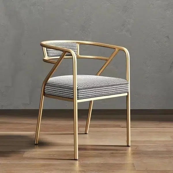 Contemporary Industrial Square Upholstered Suede Fabric Leather Iron Dining Chair Curved Backrest Armrest for Dining Room - Image 37