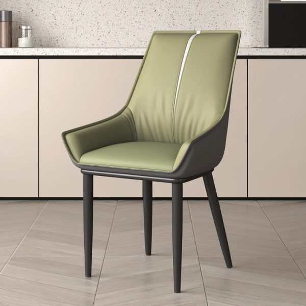 Contemporary Nordic Square Leather Upholstered Dining Chair Backrest Armrest For Dining Room - Image 10