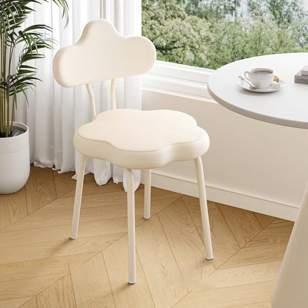 Contemporary Nordic Flower Shape Leather Metal Swivel Dining Chair Backrest For Living Room - Image 2