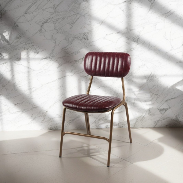 Contemporary Industrial Leather Iron Square Elliptical Stripe Dining Chair Backrest Footrest For Dining Room - Image 18