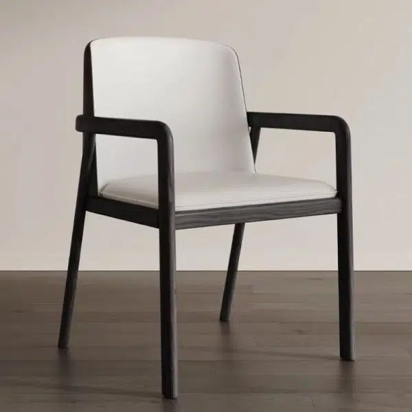 Traditional Chinese Square Ash Wood High Resilience Sponge PU Leather Dining Chair Backrest Armrest For Dining Room - Image 17