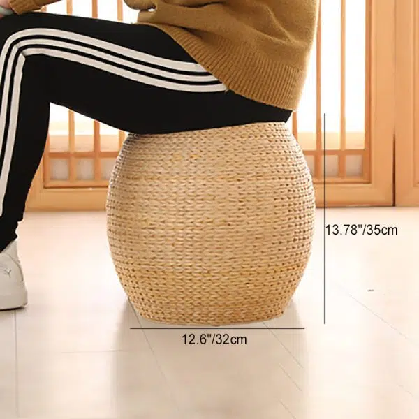 Traditional Chinese Round Column Wood Chair Backless Armless For Living Room - Image 6