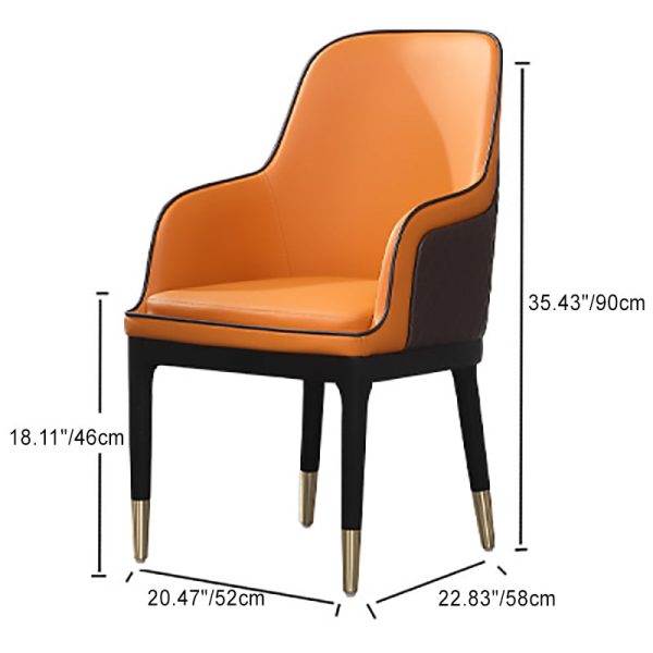 Contemporary Nordic Leather Wood Metal Sponge Square Dining Chair Backrest Armrest For Dining Room - Image 3