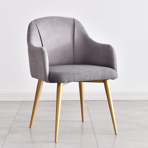 Contemporary Nordic Curve Fabric Upholstered Dining Chair Backrest Armrest For Dining Room - Image 2