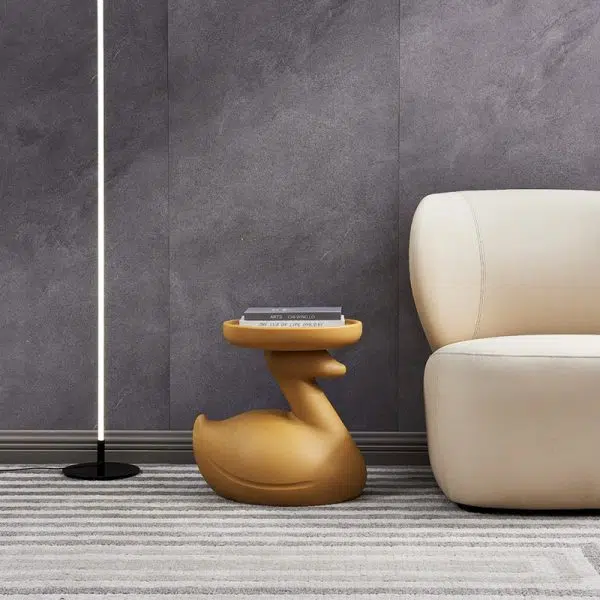 Contemporary Creative Plastic Tray Top Swan Shape Base End Table For Living Room - Image 9