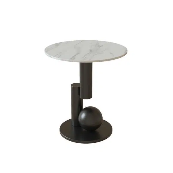 Contemporary Luxury Circular Rock Slabs Geometric Base End Table For Living Room - Image 15