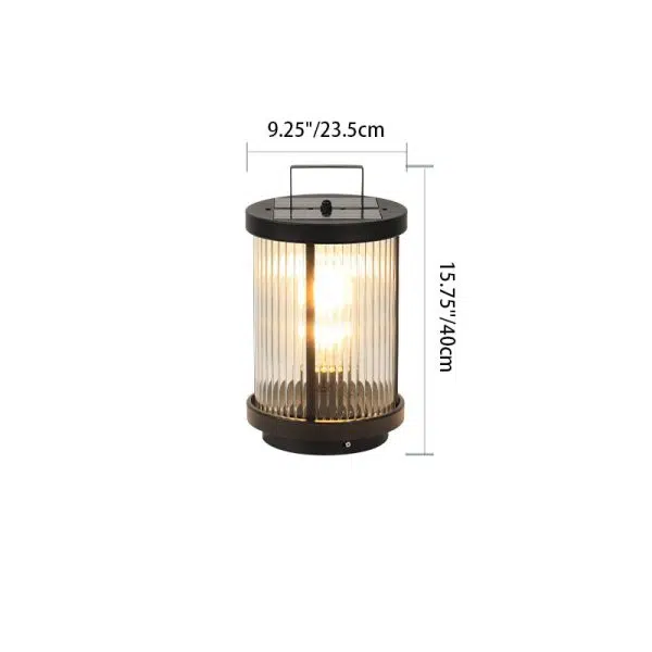 Modern Minimalist Solar Cylinder Stripe Glass Aluminum 1-Light Outdoor Landscape Light For Garden - Image 4
