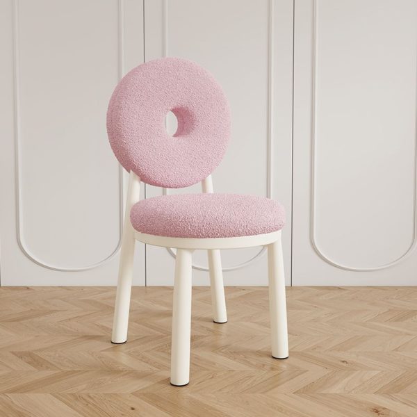 Contemporary Nordic Lambswool Carbon Steel Sponge Round Dining Chair Backrest For Dining Room - Image 4