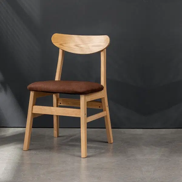 Contemporary Retro Square Linen Upholstered Wood Frame Dining Chair Backrest For Dining Room - Image 3