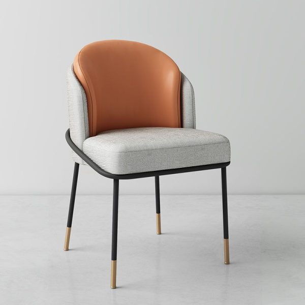 Contemporary Nordic Leather Fabric Iron Sponge Square Wraparound Dining Chair Backrest For Living Room - Image 21