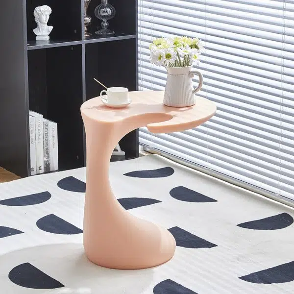 Contemporary Creative Shaped Oval Base PE Plastic End Table For Living Room - Image 7