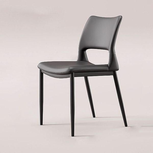 Contemporary Nordic Square Curved Upholstered Hollowed Out Leather Carbon Steel Dining Chair Backrest For Dining Room - Image 18