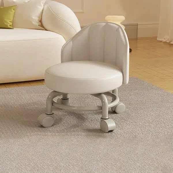 Modern Minimalist Removable Round Curved Corner Leather Iron Chair Backrest Armless For Living Room - Image 9