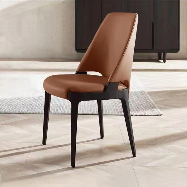 Contemporary Luxury Square Microfiber Leather Upholstered Dining Chair Backrest For Dining Room - Image 3