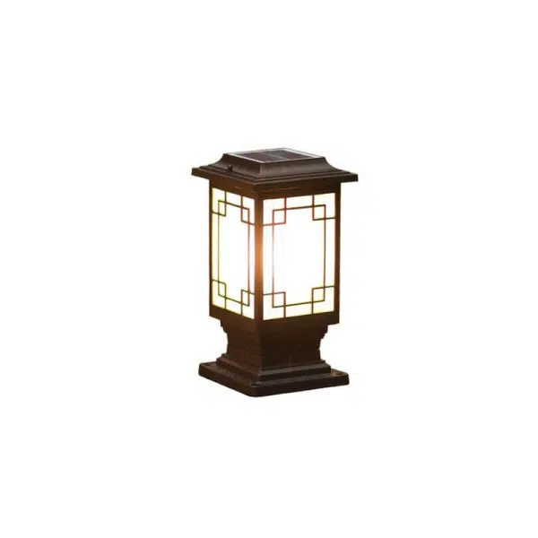 Solar Chinese Window Square Post Head 1-Light Waterproof Garden Landscape Light - Image 17