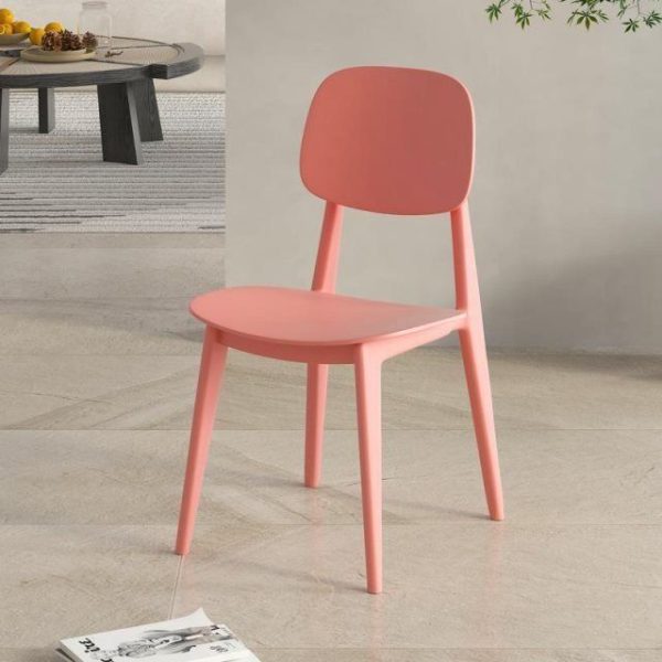 Contemporary Scandinavian Macaron Plastic Square Dining Chair Backrest For Dining Room - Image 2