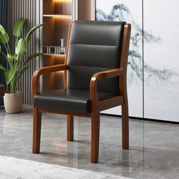 Modern Luxury Rectangular Wood Fabric Leather Chair Backrest Armrest For Living Room - Image 3