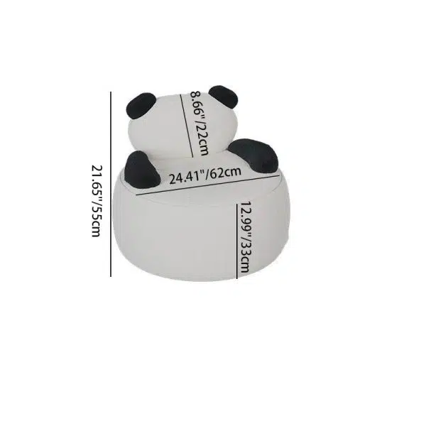 Contemporary Creative Bear Round Cushion Lambswool Solid Wood Accent Chair Backrest Armrest For Living Room - Image 5