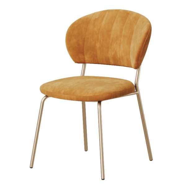 Contemporary Nordic Round Cotton Linen Upholstered Dining Chair Backrest For Dining Room - Image 8