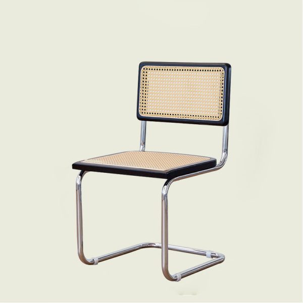 Contemporary Scandinavian Curved Back Solid Rattan Iron Dining Chair Backrest For Dining Room - Image 13