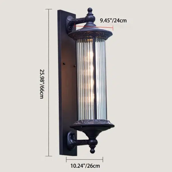 Contemporary Retro Waterproof Aluminum Glass Cylinder 1-Light Wall Sconce Lamp For Garden - Image 4