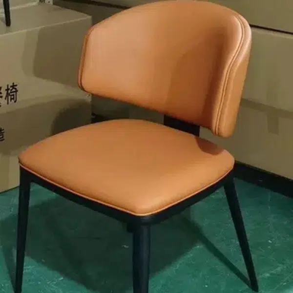 Modern Luxury Square Leather Iron Chair Backrest Armless For Living Room - Image 3