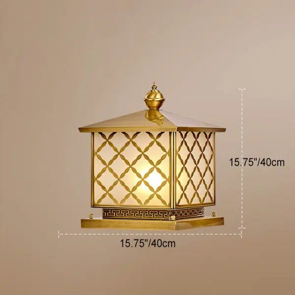 European Retro Luxury Copper Glass 1/2-Light Outdoor Patio Post Head Light - Image 9