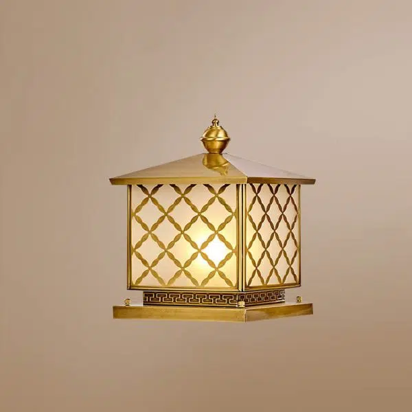 European Retro Luxury Copper Glass 1/2-Light Outdoor Patio Post Head Light - Image 8