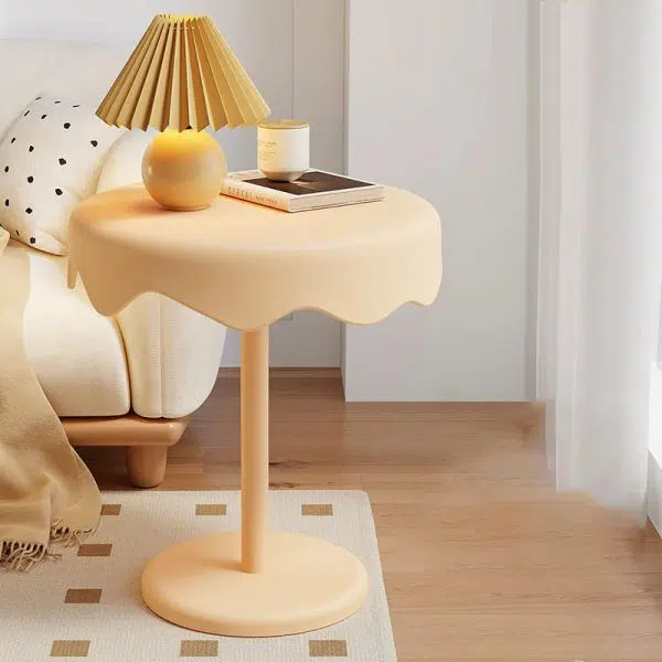 Contemporary Creative Round Ice Cream Shape PP Plastic Carbon Steel End Table For Living Room - Image 3