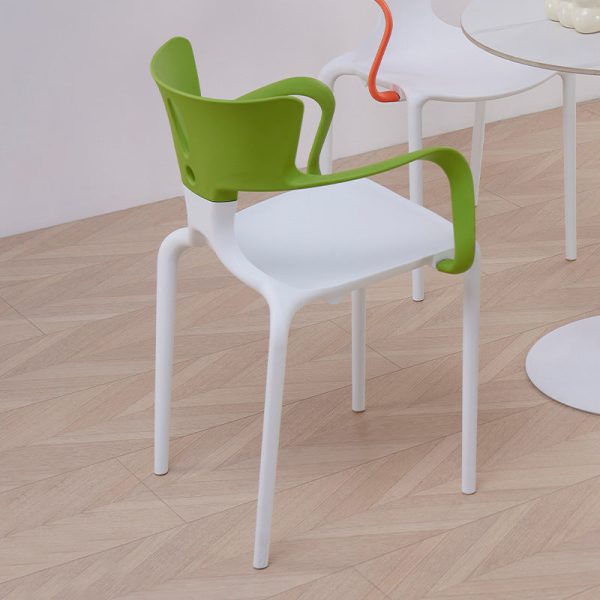 Contemporary Nordic Curved Plastic Dining Chair Backrest Armrest For Dining Room - Image 12