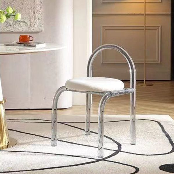 Contemporary Nordic Acrylic Velvet Sponge Round Arched Dining Chair Backrest For Dining Room - Image 4
