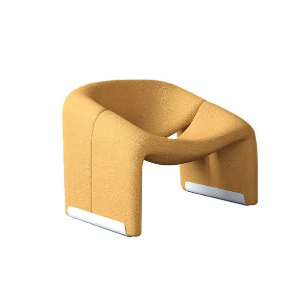Contemporary Scandinavian Curved Frame Stainless Steel Lambswool Sponge Accent Chair Backrest Armrest For Living Room - Image 20