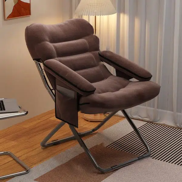 Modern Minimalist Square Back Cotton Stainless Steel Accent Chair Backrest Armrest For Living Room - Image 12