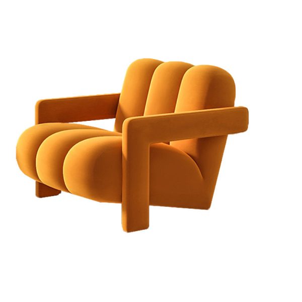 Contemporary Scandinavian Velvet Lambswool Wood Sponge Single Sofa Backrest Armrest For Living Room - Image 26