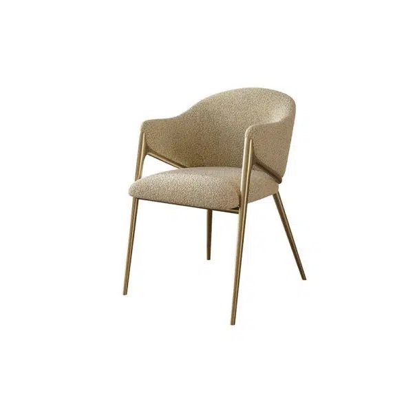 Contemporary Luxury Round Lambswool Stainless Steel Legs Dining Chair Backrest Armrest For Dining Room - Image 16