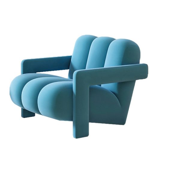 Contemporary Scandinavian Velvet Lambswool Wood Sponge Single Sofa Backrest Armrest For Living Room - Image 27