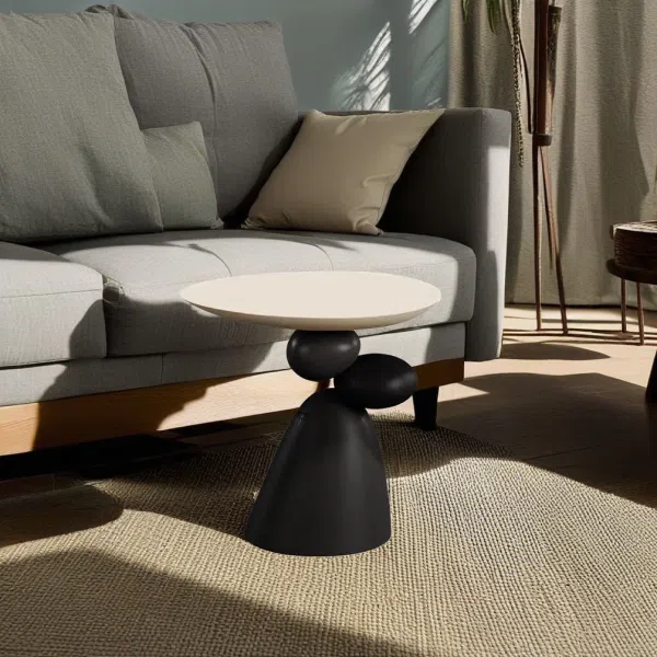 Contemporary Creative Round Elliptical Branch Slab Resin End Table For Bedroom - Image 7