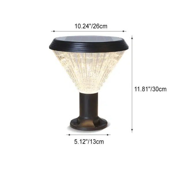 Modern Black Solar Die-Cast Aluminum Glass Outdoor Patio Waterproof Column Head Light - Image 13