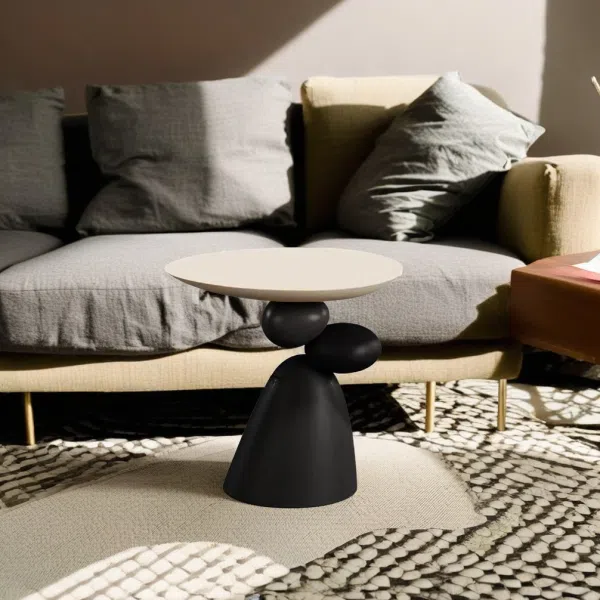 Contemporary Creative Round Elliptical Branch Slab Resin End Table For Bedroom - Image 8