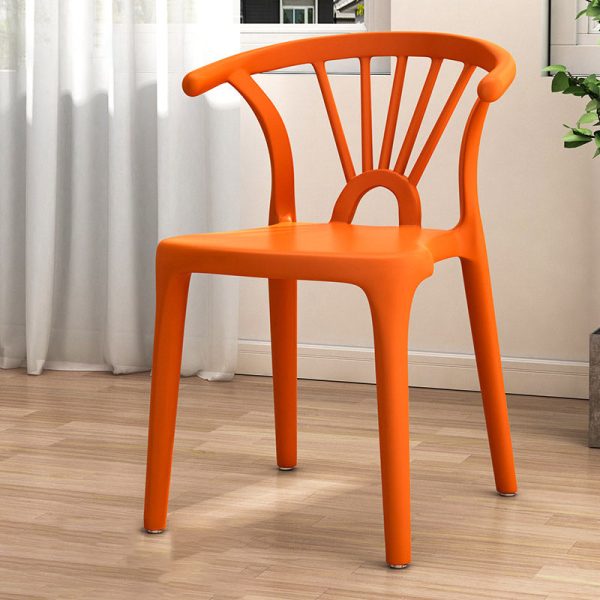 Contemporary Scandinavian Arc Plastic Stackable Dining Chair Backrest For Dining Room - Image 4