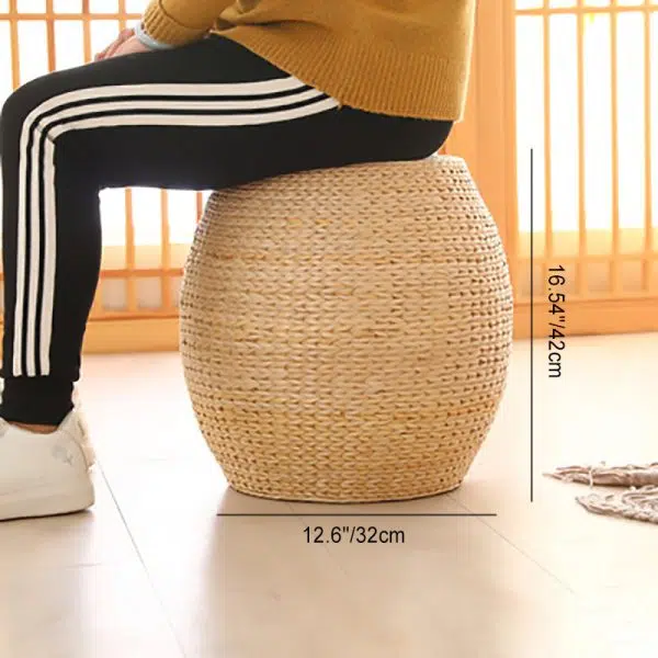 Traditional Chinese Round Column Wood Chair Backless Armless For Living Room - Image 7